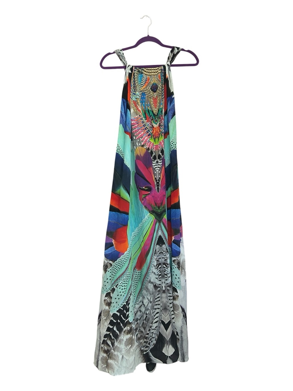 CAMILLA Fly Away Silk Drawstring Maxi Dress OS Butterfly Feather One Size